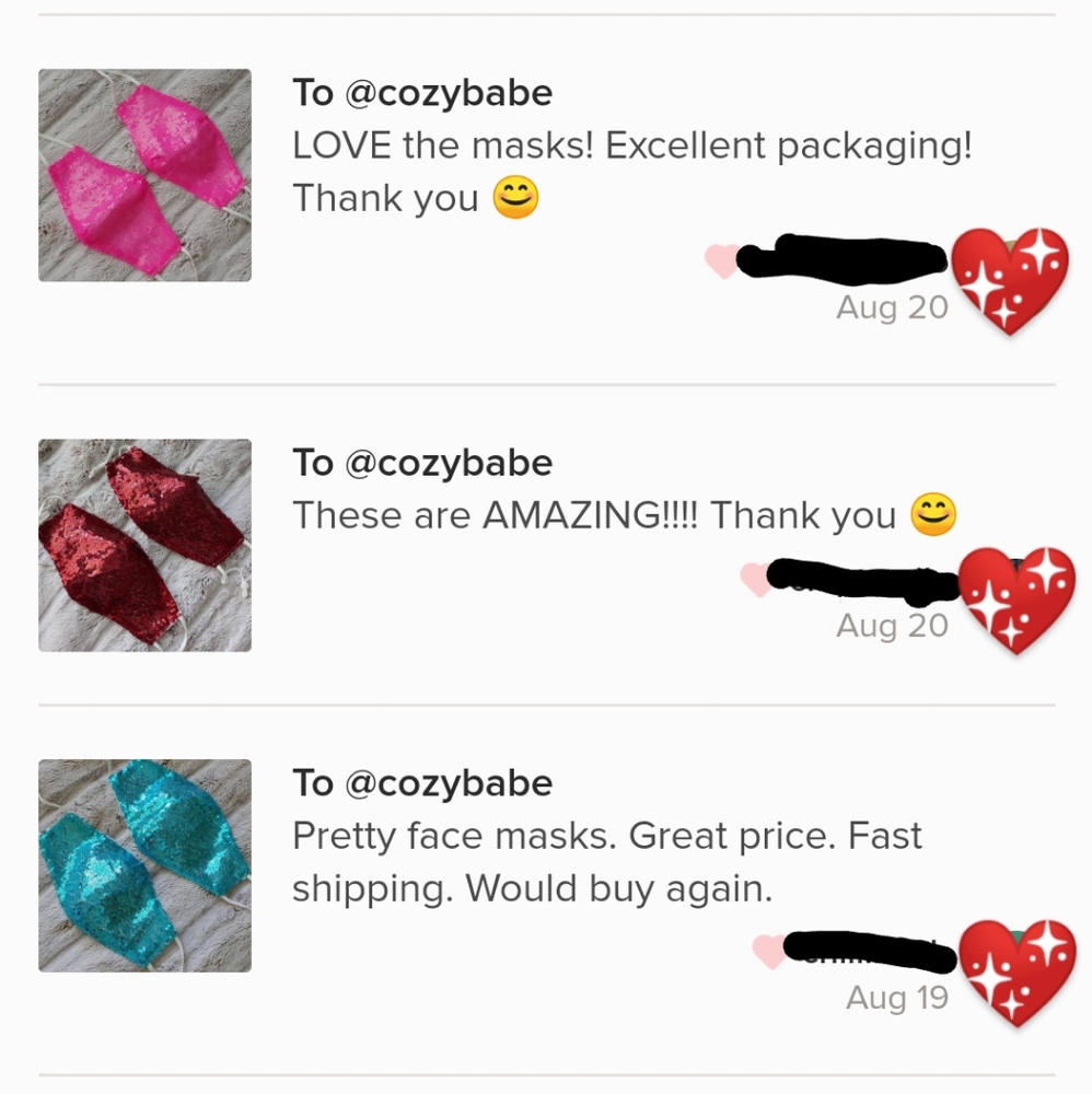 2 for $22 / Mix & Match sparkly sequin face masks - Picture 8 of 8